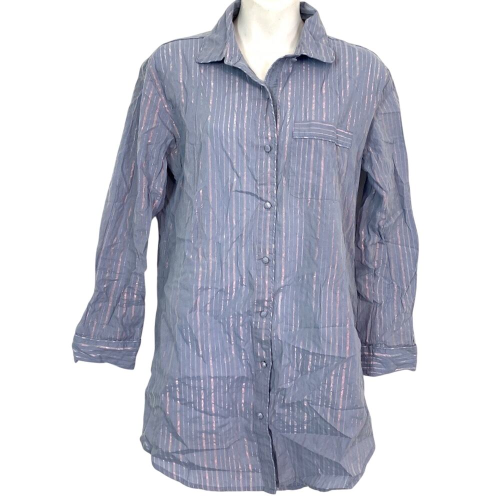 Victoria's Secret Blue Pink Pajamas Sleep Shirt XS